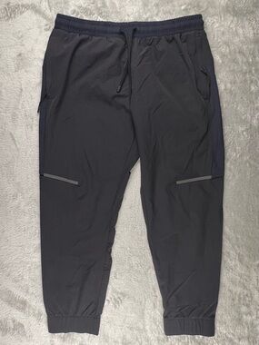 Under 510 Athletic Jogger Pants 34x24 Black Nylon Stretch Reflective Track U-510